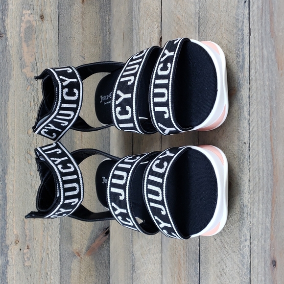 Juicy Couture Impulse Wedge Sandals Strappy Ankle Logo Adjustable NEW - Picture 4 of 8